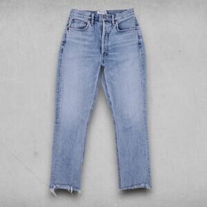 Agolde Jeans Women 26 Blue Riley Premium Straight Leg Button Fly 90s Minimalist